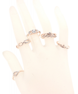 5Pcs  Rhinestone Ring Set  RZ300128 ROSE GOLD CL